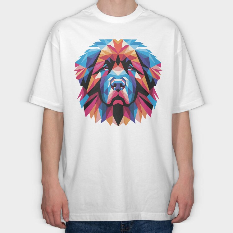 Geometric Newfoundland Dog, Tricou Oversize Barbati (Unisex)