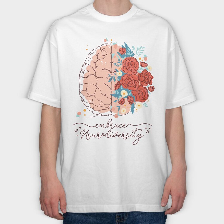 Neurodiversity Brain Mental Health, Tricou Oversize Barbati (Unisex)