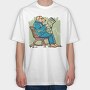 Newspaper Dog Read News, Tricou Oversize Barbati (Unisex)