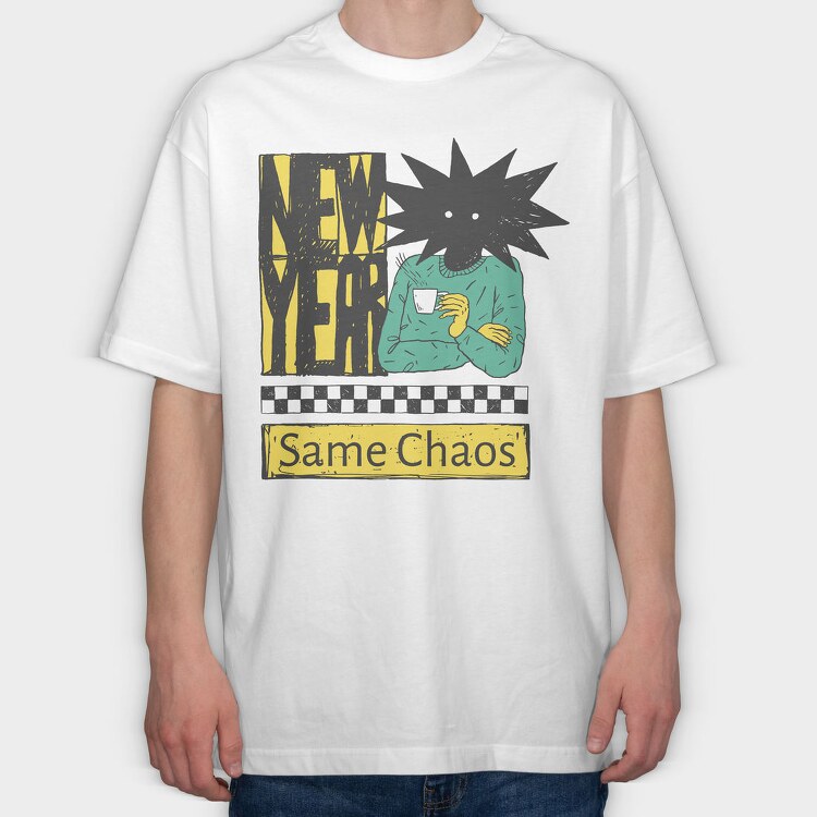 New Year Same Chaos Anti, Tricou Oversize Barbati (Unisex)