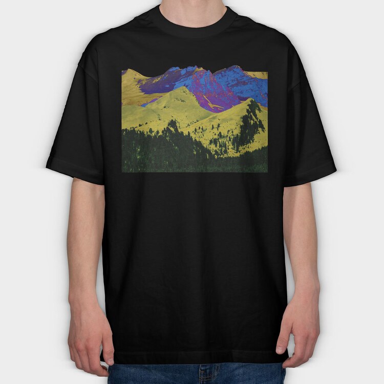 Pink Moon Landscape, Tricou Oversize Barbati (Unisex)