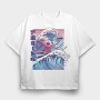 Vaporwave Surfing Axolotl Surf, Tricou Oversize Barbati (Unisex)