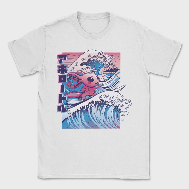 Vaporwave Surfing Axolotl Surf, Tricou Barbati (Unisex)