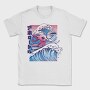 Vaporwave Surfing Axolotl Surf, Tricou Barbati (Unisex)