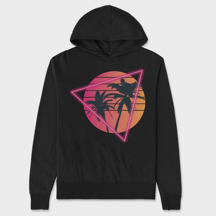 Vaporwave Palm Tree Sunset, Hanorac Oversize Barbati (Unisex)