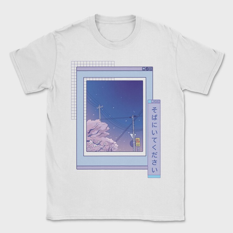 Vaporwave Anime Landscape Realistic Sakura, Tricou Barbati (Unisex)