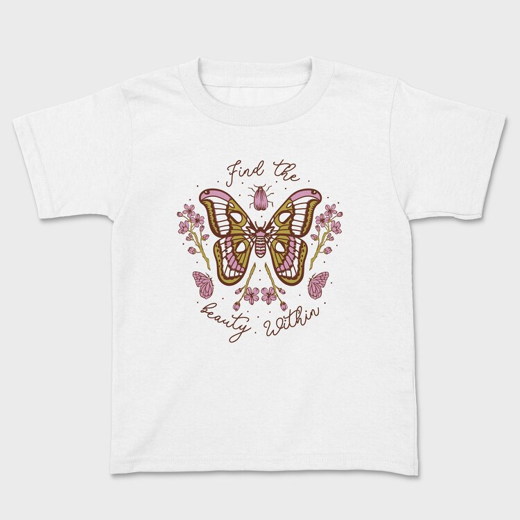 Pink Butterfly And Flowers Beauty Within, Tricou Copii