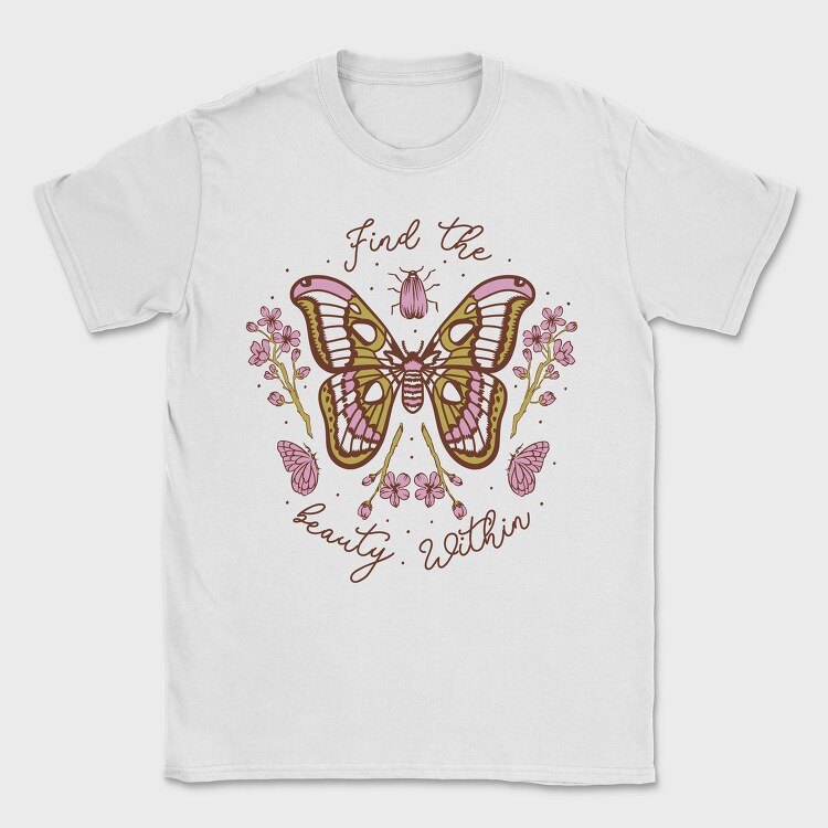 Pink Butterfly And Flowers Beauty Within, Tricou Barbati (Unisex)