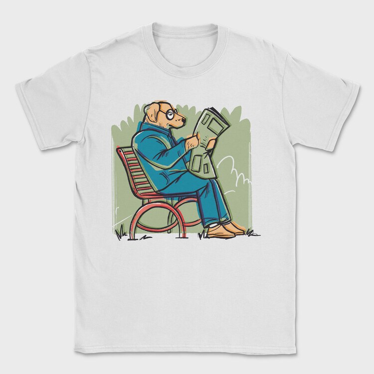 Newspaper Dog Read News, Tricou Barbati (Unisex)