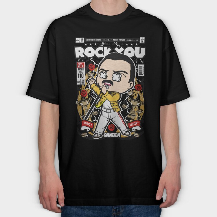 Freddie Rockstar, Tricou Oversize Barbati (Unisex)