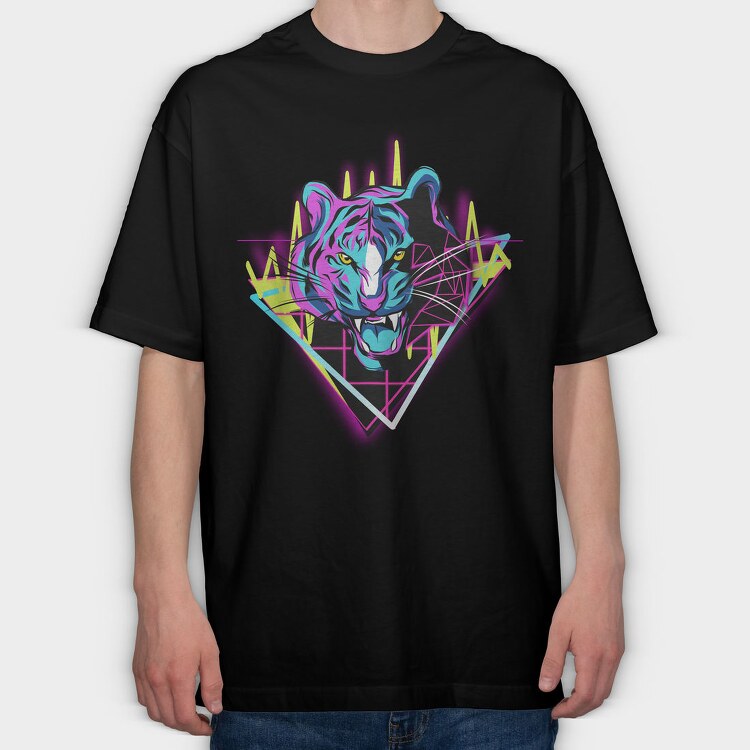 Neon Tiger, Tricou Oversize Barbati (Unisex)