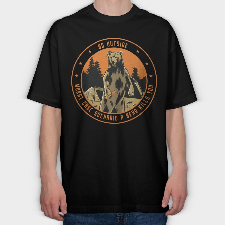 Worst Case Scenario Camping, Tricou Oversize Barbati (Unisex)