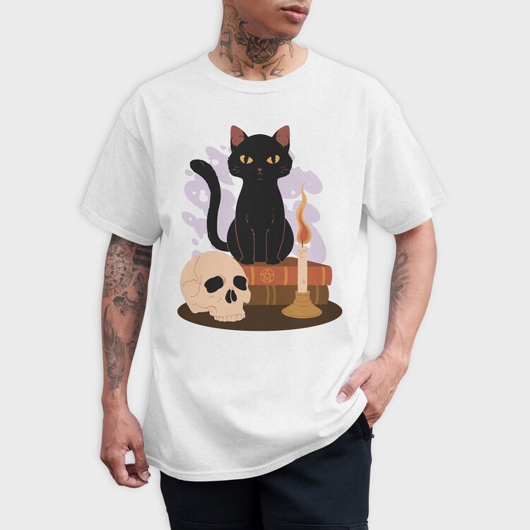 Witchy Black Cat, Tricou Barbati (Unisex)