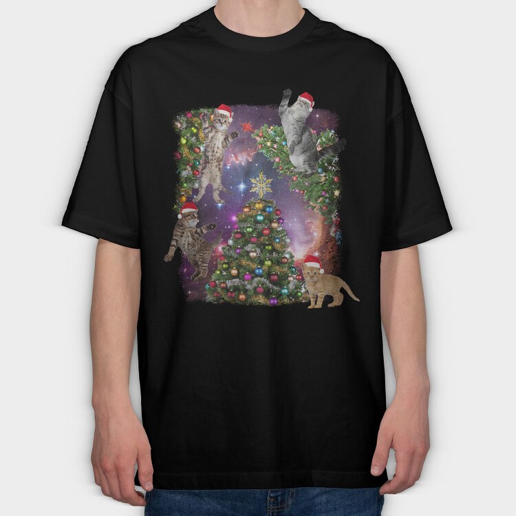 Xmas Cats, Tricou Oversize Barbati (Unisex)