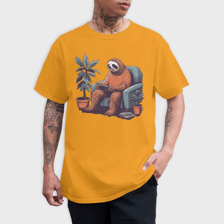 Chill Sloth Playing Video Games, Tricou Barbati (Unisex)