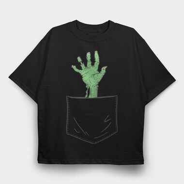 Zombie Hand Pocket, Tricou Oversize Barbati (Unisex)