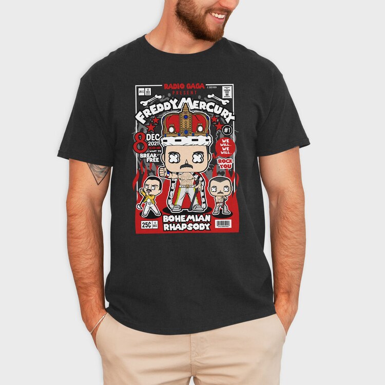Funko Freddy Mercury Rock King, Tricou Barbati (Unisex)