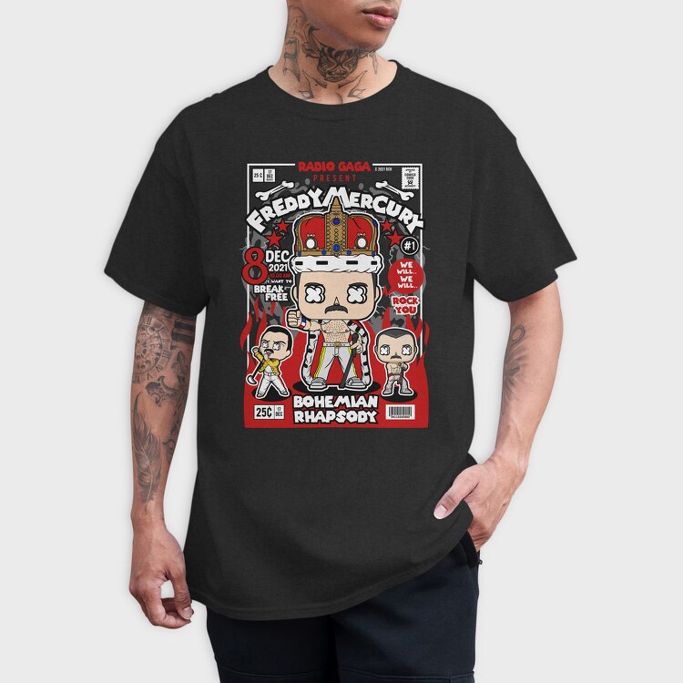 Funko Freddy Mercury Rock King, Tricou Barbati (Unisex)