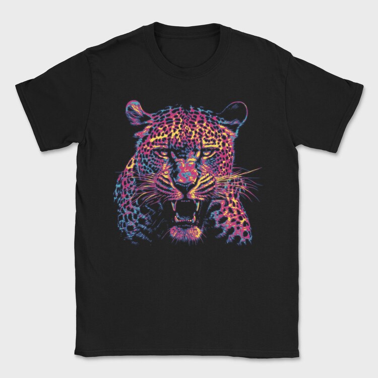 Neon Leopard Angry, Tricou Barbati (Unisex)