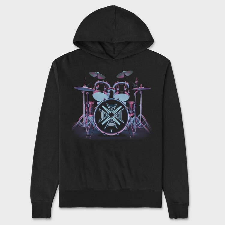 Neon Drum Set Drums, Hanorac Oversize Barbati (Unisex)