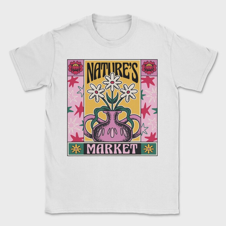 Natures Market Flower Vase Tote 01, Tricou Barbati (Unisex)