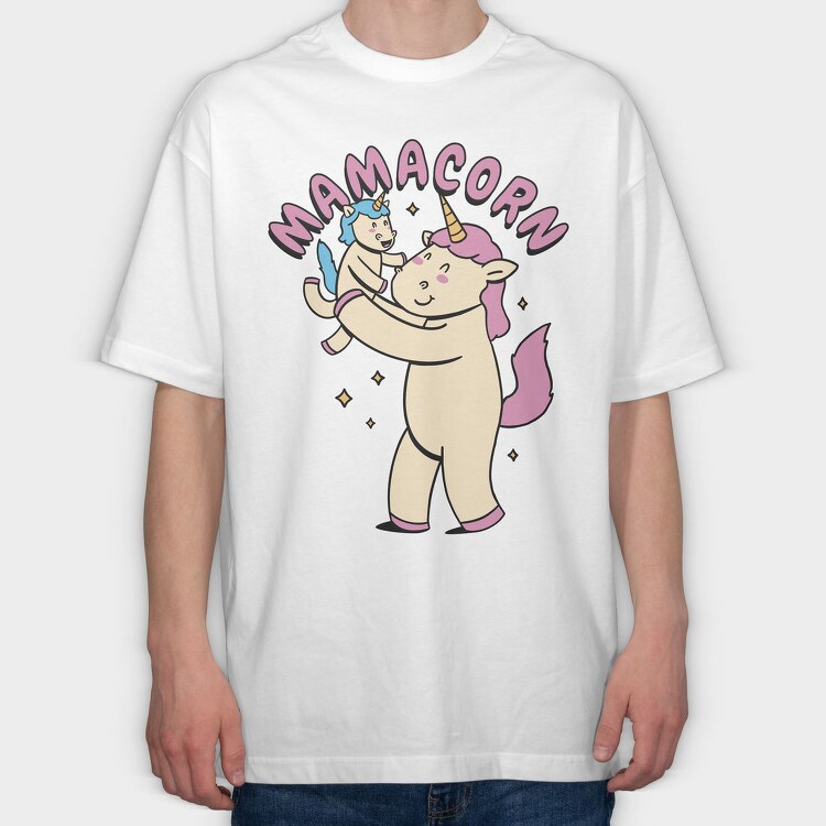 Unicorn Mother And Baby Mamacorn, Tricou Oversize Barbati (Unisex)
