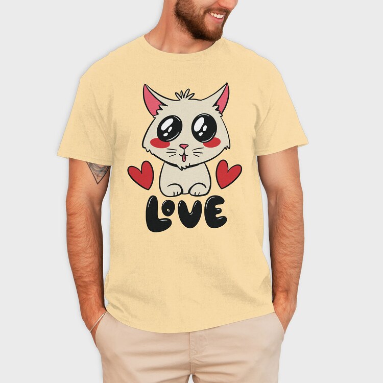 Love Cute Cat, Tricou Barbati (Unisex)