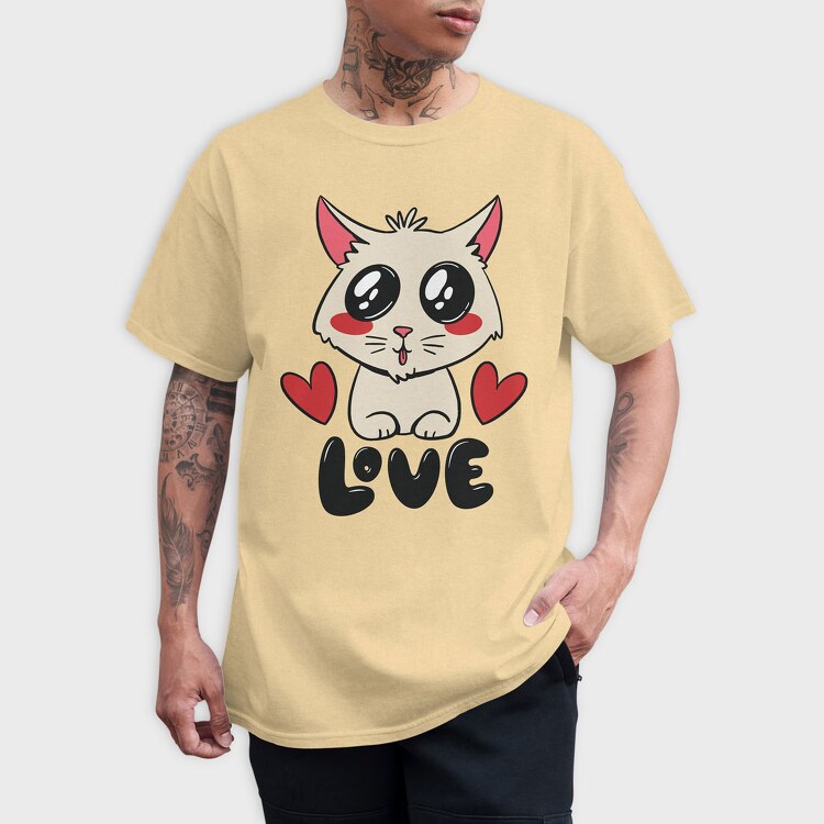 Love Cute Cat, Tricou Barbati (Unisex)