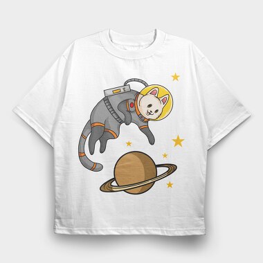 Cat in Space, Tricou Oversize Barbati (Unisex)