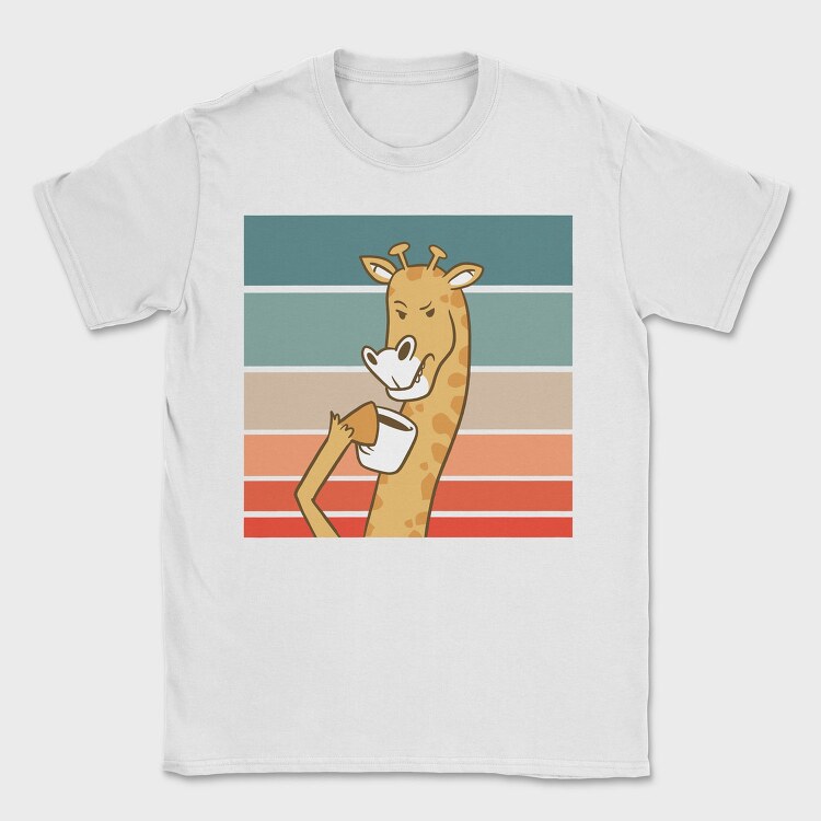 Giraffe Drinking Coffee, Tricou Barbati (Unisex)