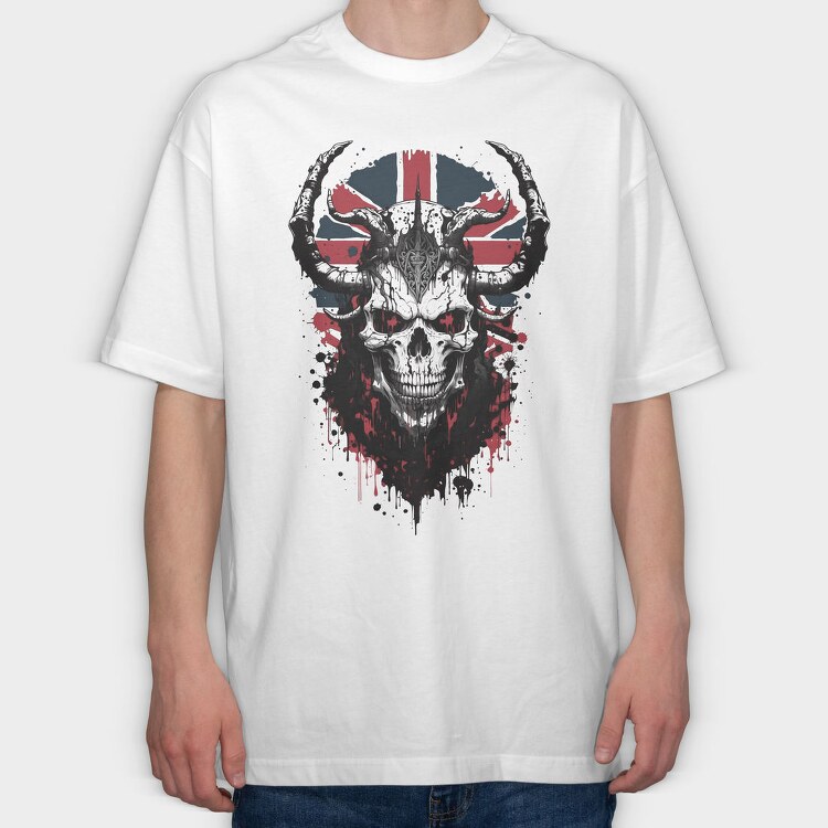 Union Jack Skull, Tricou Oversize Barbati (Unisex)