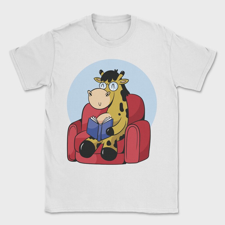 Giraffe Reading In Couch Jiraffe, Tricou Barbati (Unisex)