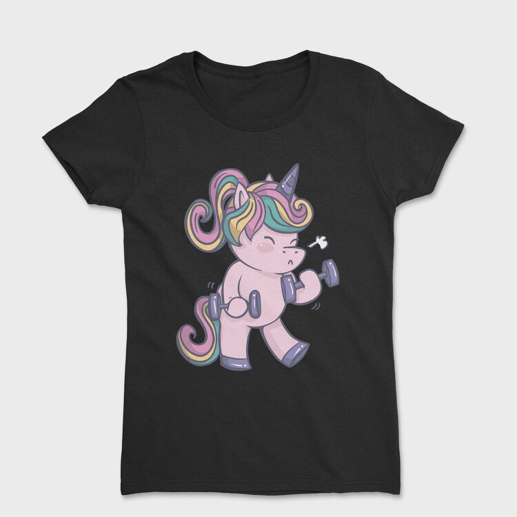 Unicorn Lifting Weights Kawaii Working Out, Tricou Femei