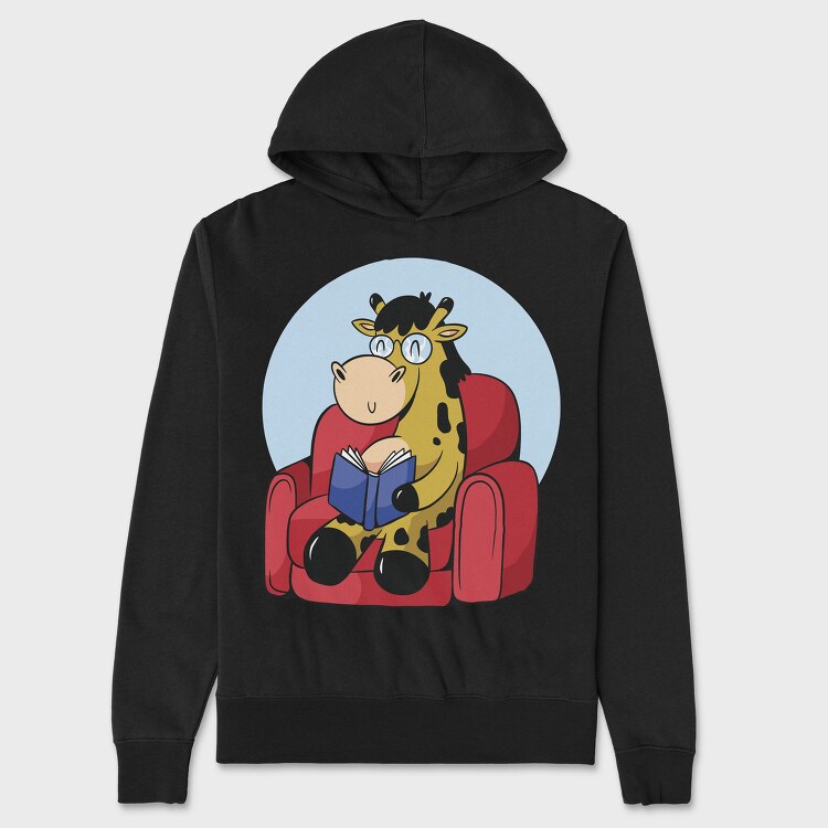 Giraffe Reading In Couch Jiraffe, Hanorac Oversize Barbati (Unisex)