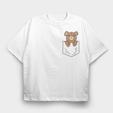 Teddy Bear Middle Finger Pocket, Tricou Oversize Barbati (Unisex)
