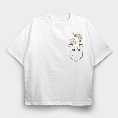Unicorn Pocket, Tricou Oversize Barbati (Unisex)