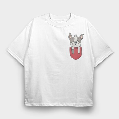 French Bulldog Pocket, Tricou Oversize Barbati (Unisex)