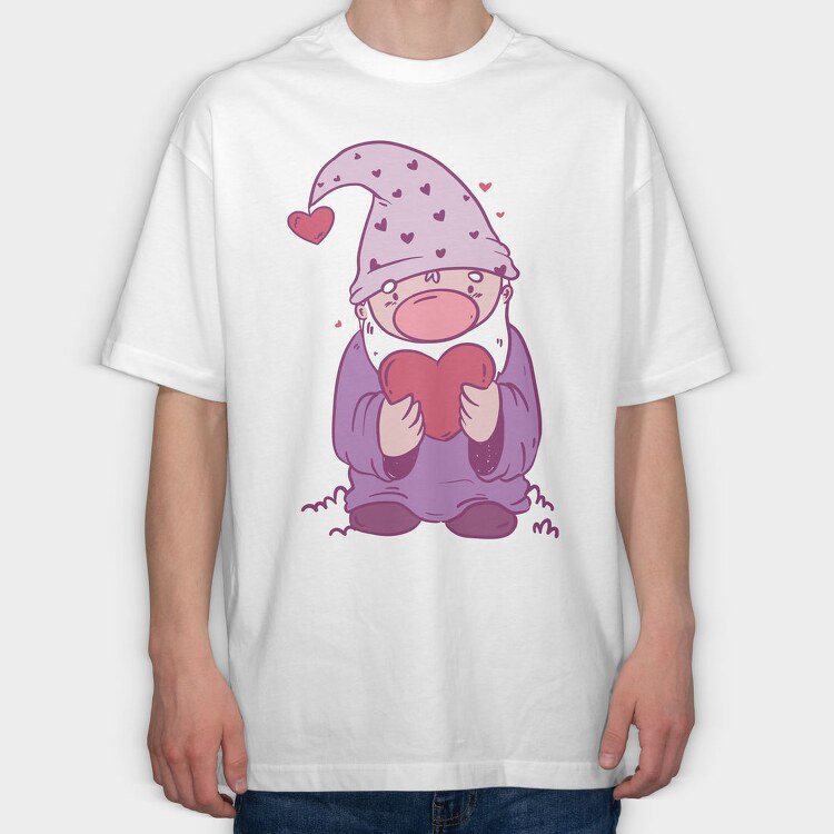 Valentines Day Gnome, Tricou Oversize Barbati (Unisex)