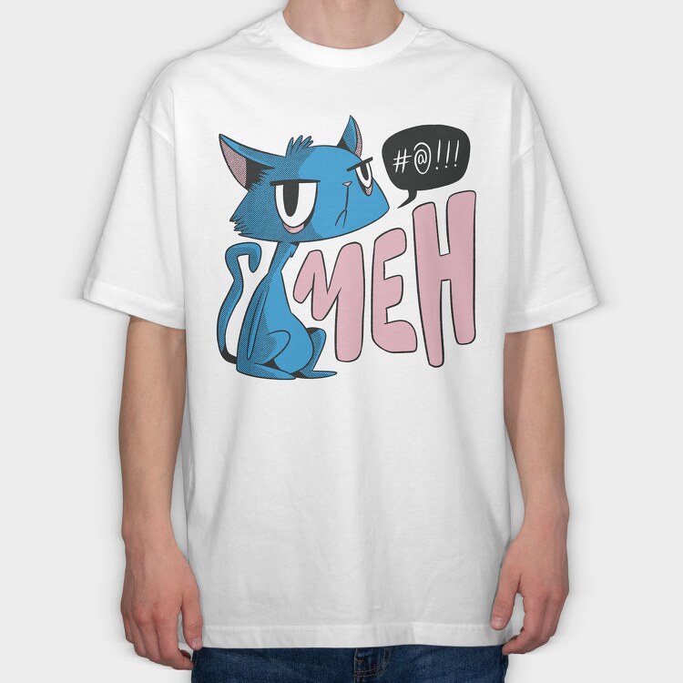 Unimpressed Cat Meh, Tricou Oversize Barbati (Unisex)