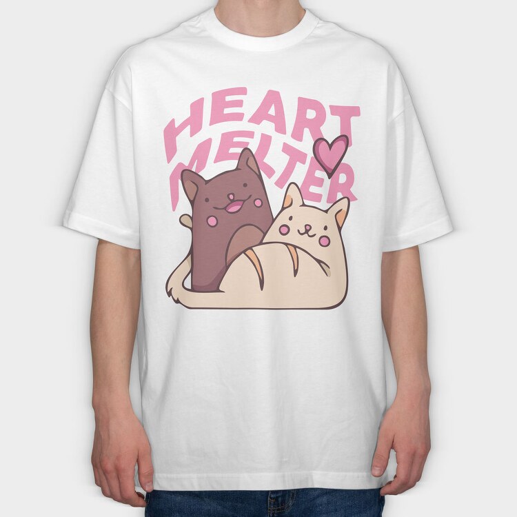 Valentine Cats Couple S Day Cute, Tricou Oversize Barbati (Unisex)