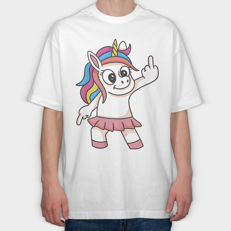 Unicorn Finger Gesture, Tricou Oversize Barbati (Unisex)