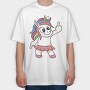 Unicorn Finger Gesture, Tricou Oversize Barbati (Unisex)