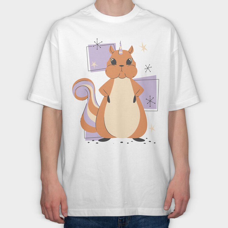 Unicorn Squirrel Animal Squirrcorn, Tricou Oversize Barbati (Unisex)