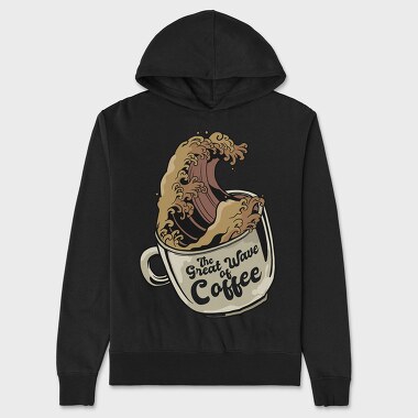 Great Wave Coffee Cup, Hanorac Oversize Barbati (Unisex)