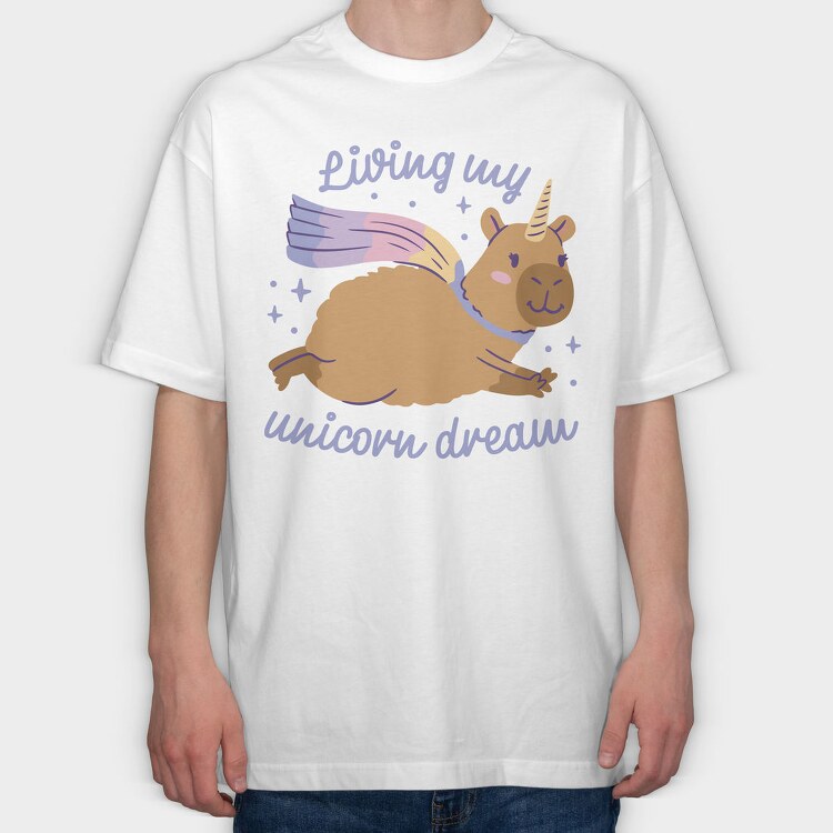 Unicorn Dream Capybara, Tricou Oversize Barbati (Unisex)