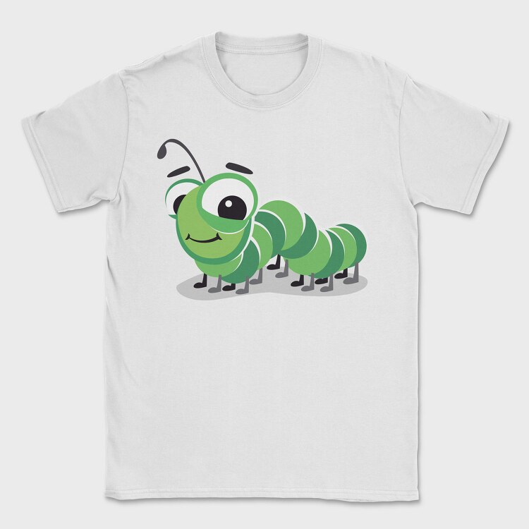Green Caterpillar Smile, Tricou Barbati (Unisex)