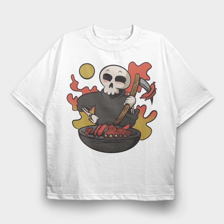 Grim Reaper Cooking Grill Grimp Bbq, Tricou Oversize Barbati (Unisex)