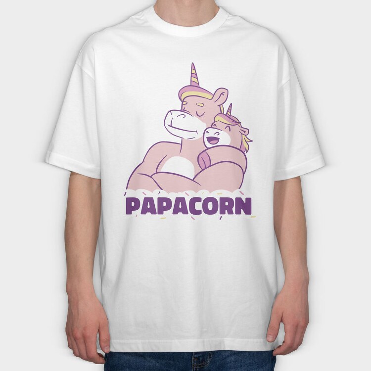Unicorn Daddy And Baby Papacorn, Tricou Oversize Barbati (Unisex)