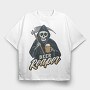 Grim Reaper Drinking Beer Skull, Tricou Oversize Barbati (Unisex)