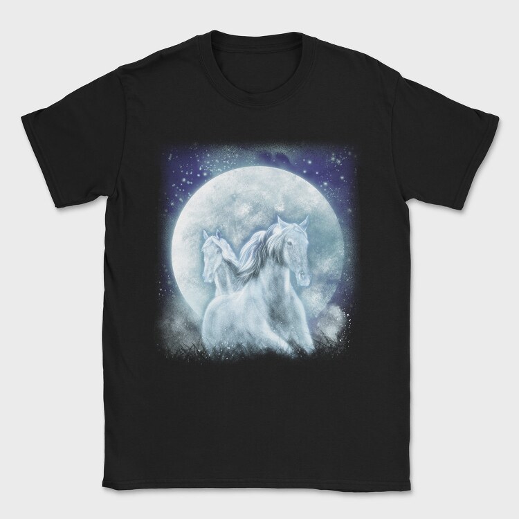 Mystic Horses Full Moon, Tricou Barbati (Unisex)